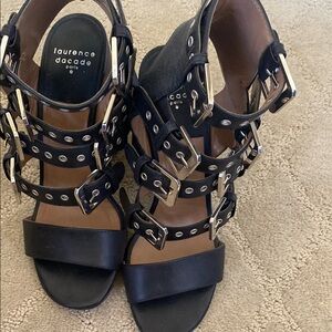 Laurence Dacade Black Heeled Sandals with black studded straps